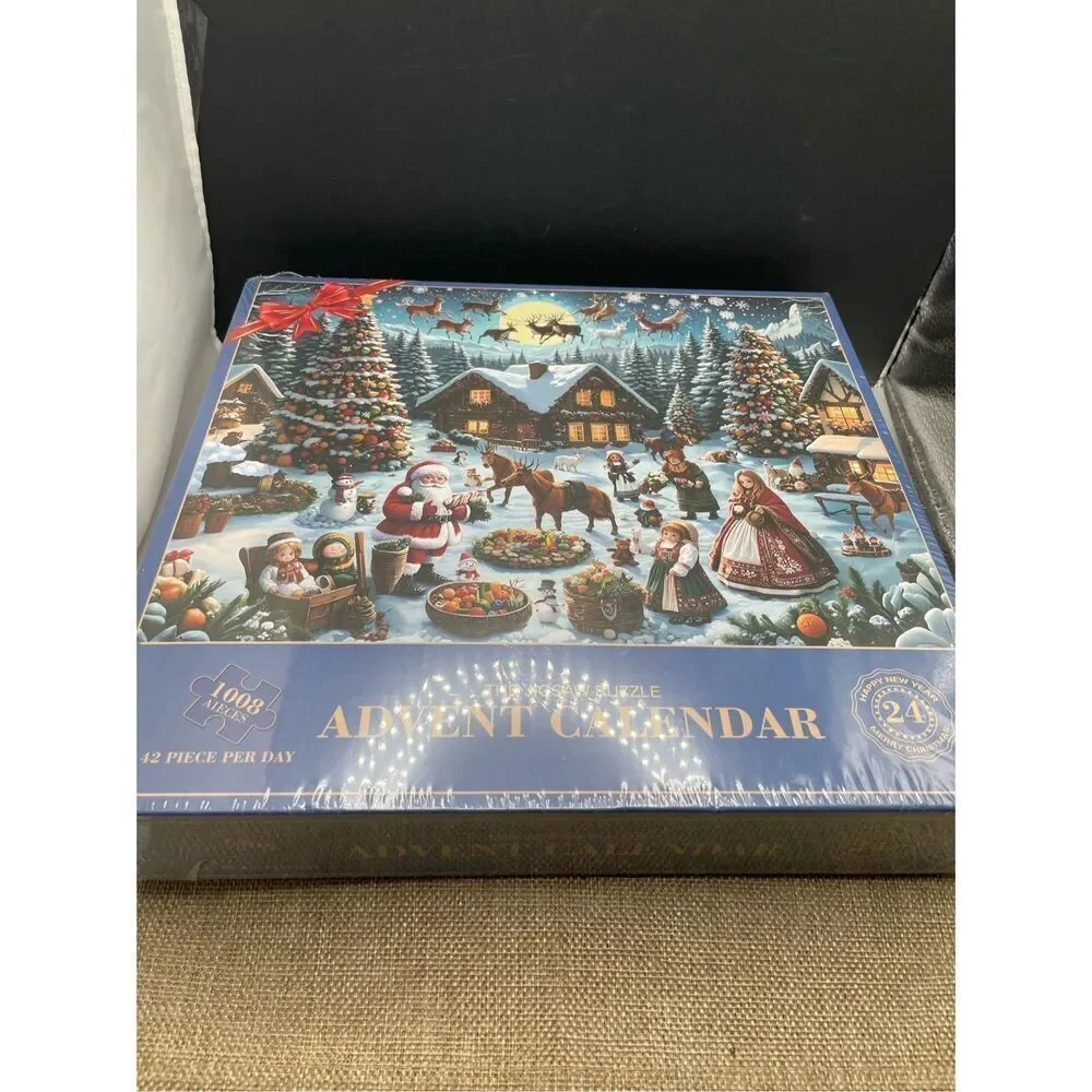 New Advent Calendar 2024 Christmas Jigsaw Puzzles Festive Fireplace 1008 Pieces